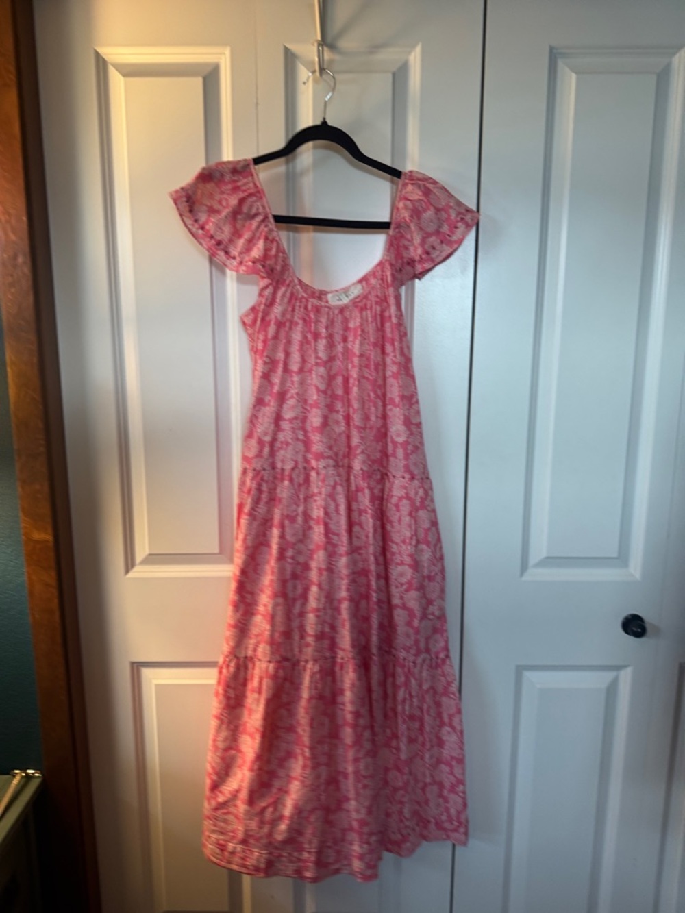The Great Pink Floral Maxi Dress with Flutter Sleeves